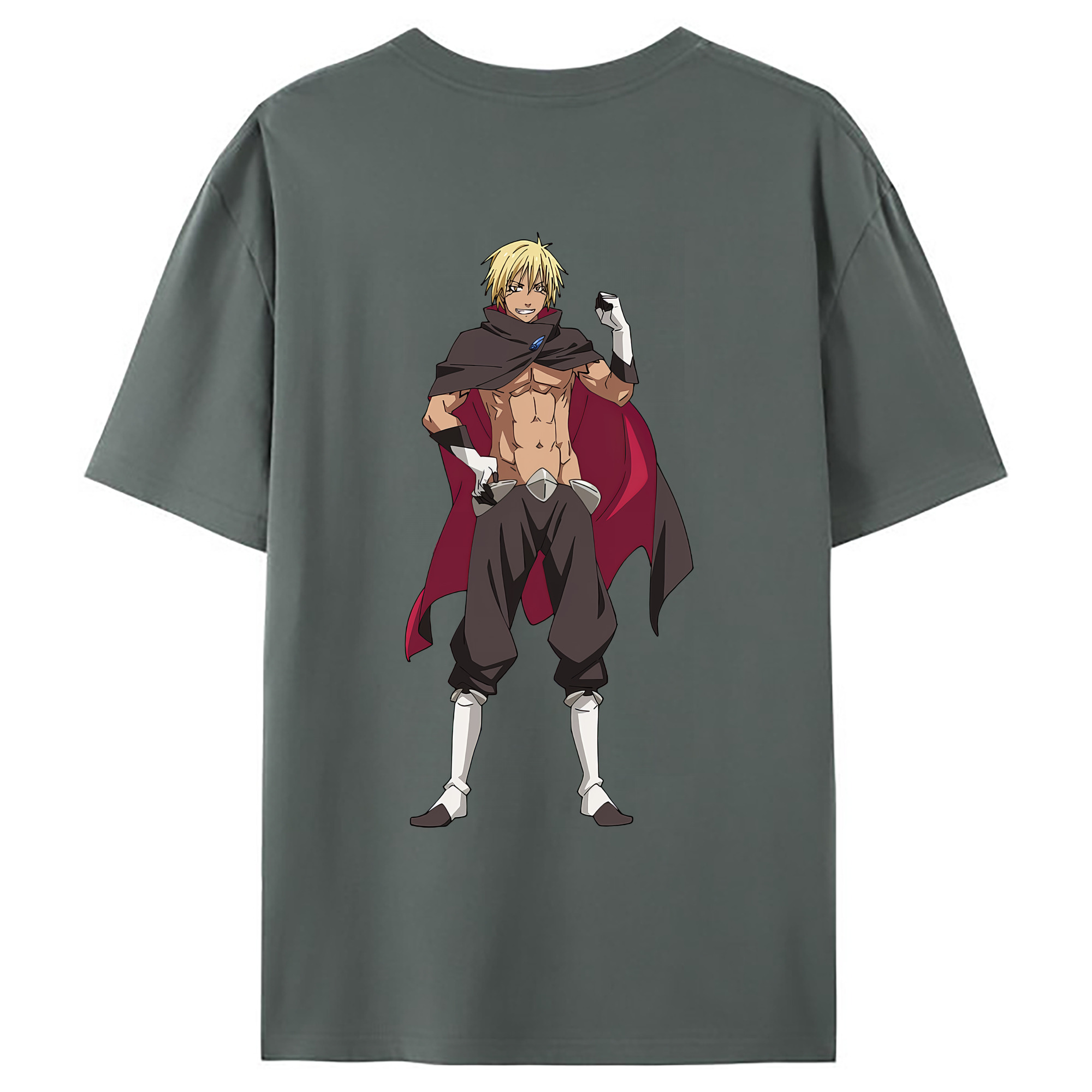 （画像用） 転スラ Regarding Reincarnated to Slime 綿100％ メンズ半袖Tシャツ（バックプリント） 通気性